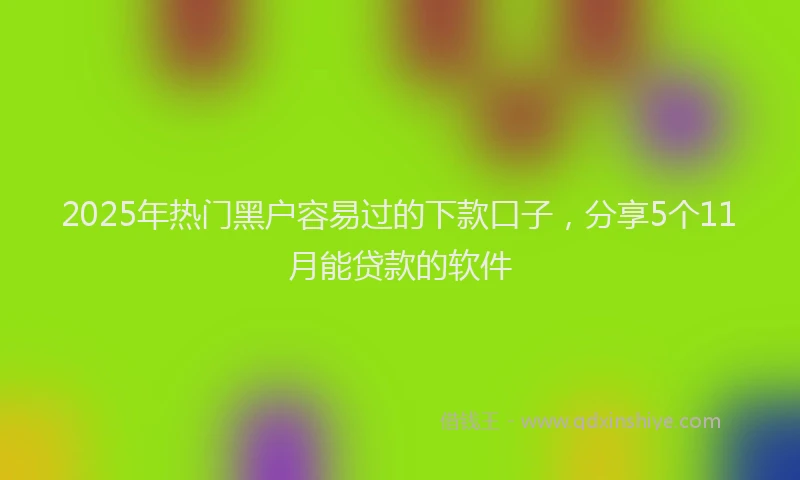 2025年热门黑户容易过的下款口子，分享5个11月能贷款的软件