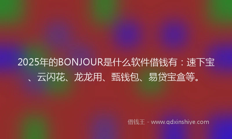 2025年的BONJOUR是什么软件借钱有：速下宝、云闪花、龙龙用、甄钱包、易贷宝盒等。