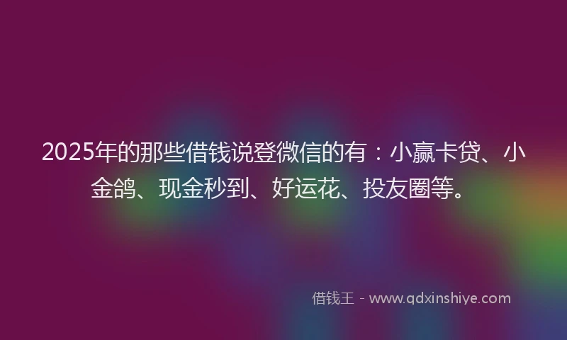 2025年的那些借钱说登微信的有：小赢卡贷、小金鸽、现金秒到、好运花、投友圈等。