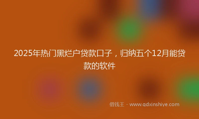 2025年热门黑烂户贷款口子，归纳五个12月能贷款的软件