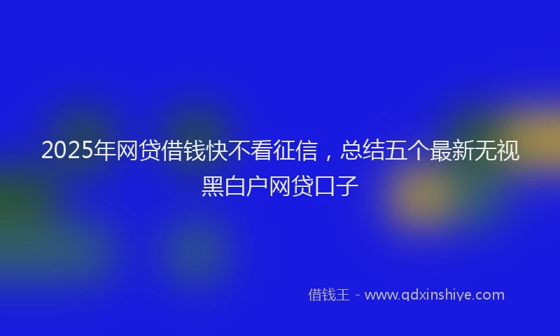 2025年网贷借钱快不看征信，总结五个最新无视黑白户网贷口子