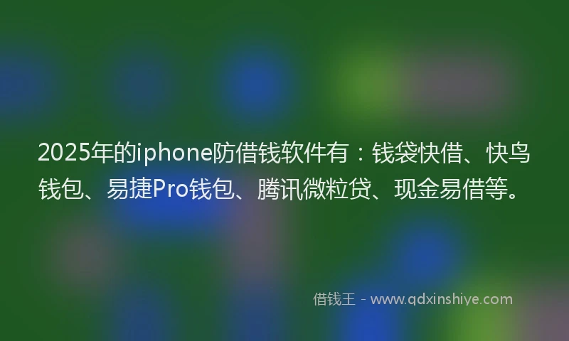 2025年的iphone防借钱软件有：钱袋快借、快鸟钱包、易捷Pro钱包、腾讯微粒贷、现金易借等。