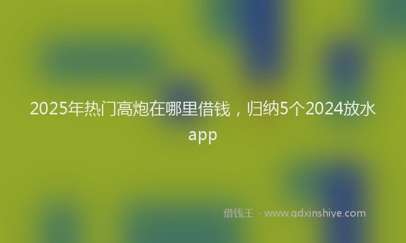 2025年热门高炮在哪里借钱，归纳5个2024放水app