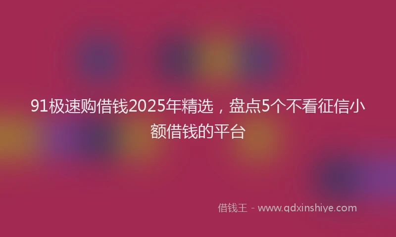 91极速购借钱2025年精选，盘点5个不看征信小额借钱的平台