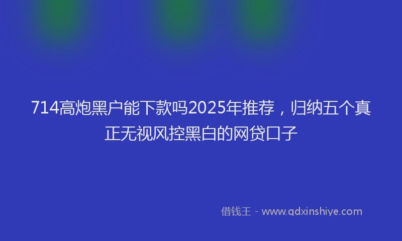 714高炮黑户能下款吗2025年推荐，归纳五个真正无视风控黑白的网贷口子