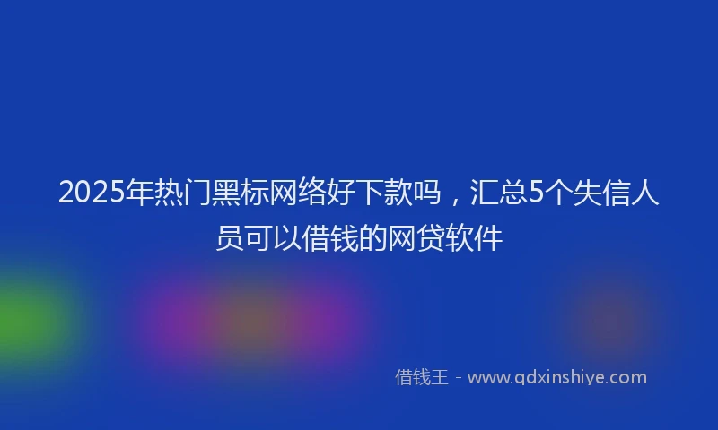 2025年热门黑标网络好下款吗，汇总5个失信人员可以借钱的网贷软件