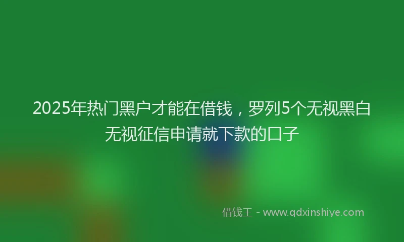 2025年热门黑户才能在借钱,罗列5个无视黑白无视征信申请就下款的口子
