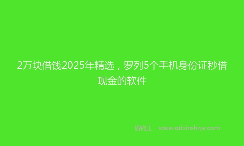 2万块借钱2025年精选，罗列5个手机身份证秒借现金的软件