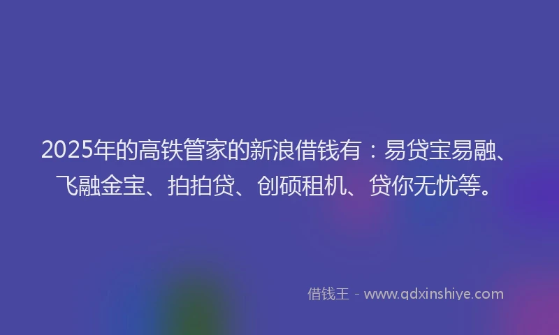2025年的高铁管家的新浪借钱有：易贷宝易融、飞融金宝、拍拍贷、创硕租机、贷你无忧等。