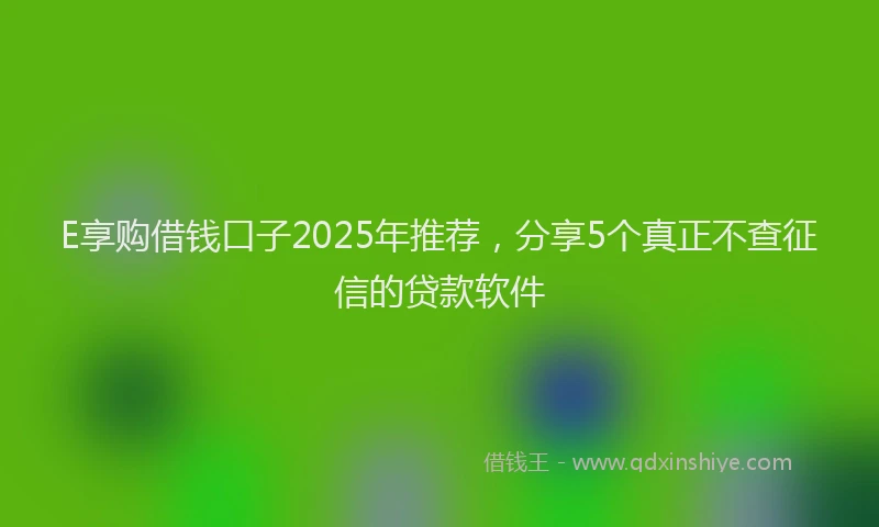 E享购借钱口子2025年推荐，分享5个真正不查征信的贷款软件