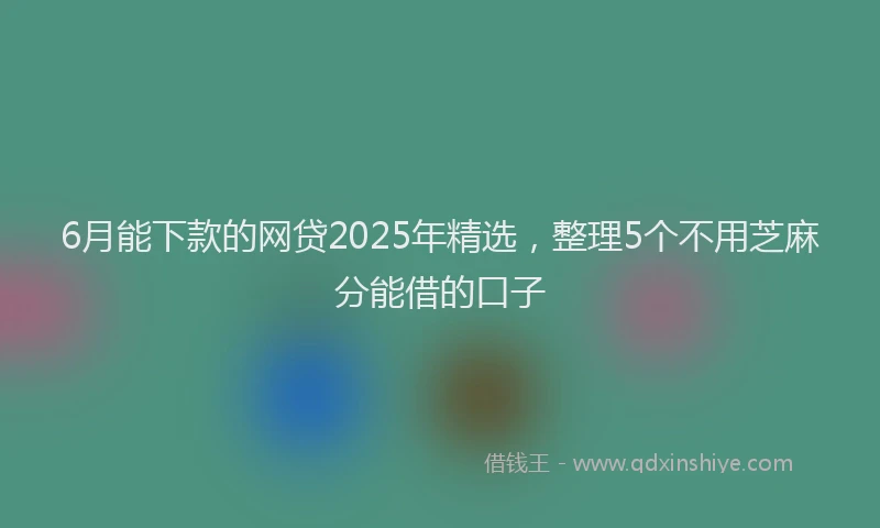 6月能下款的网贷2025年精选，整理5个不用芝麻分能借的口子