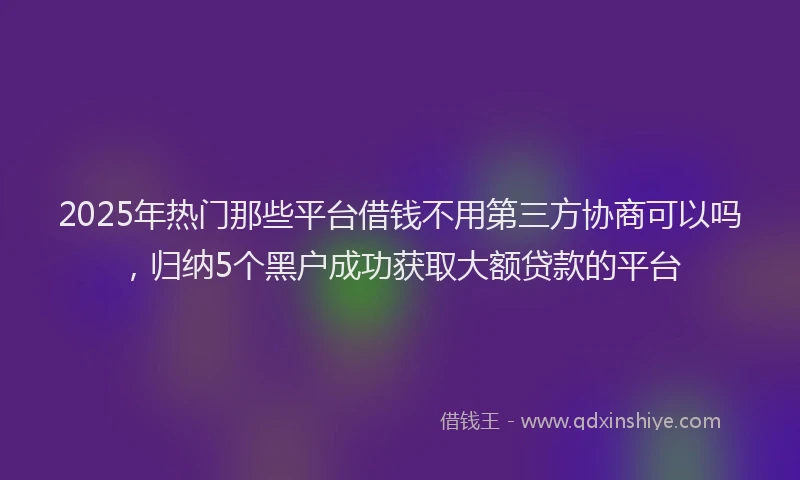 2025年热门那些平台借钱不用第三方协商可以吗，归纳5个黑户成功获取大额贷款的平台
