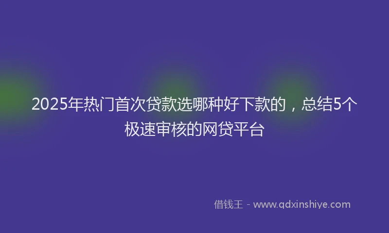 2025年热门首次贷款选哪种好下款的，总结5个极速审核的网贷平台