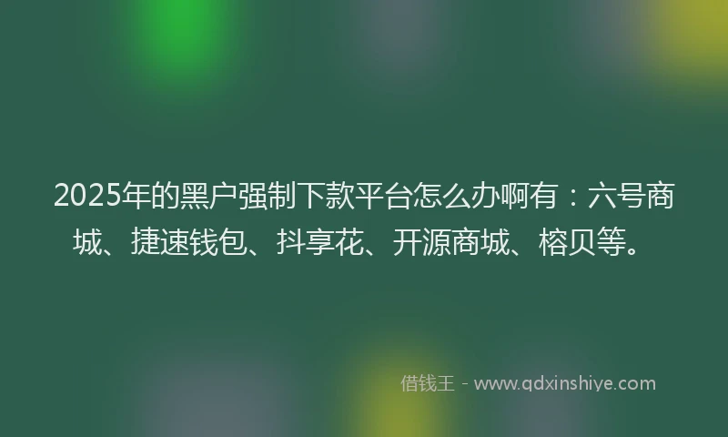 2025年的黑户强制下款平台怎么办啊有:六号商城、捷速钱包、抖享花、开源商城、榕贝等。