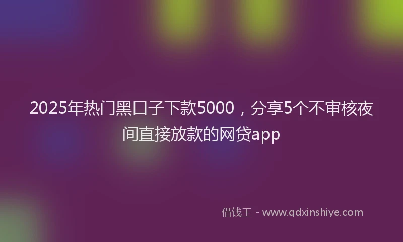 2025年热门黑口子下款5000，分享5个不审核夜间直接放款的网贷app