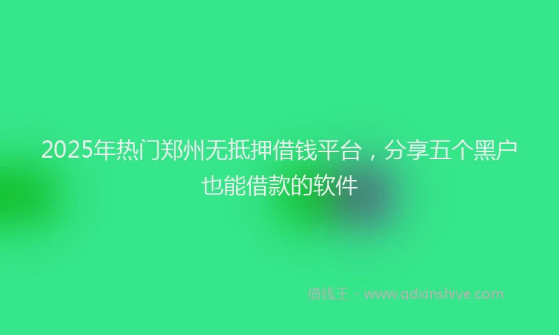 2025年热门郑州无抵押借钱平台，分享五个黑户也能借款的软件