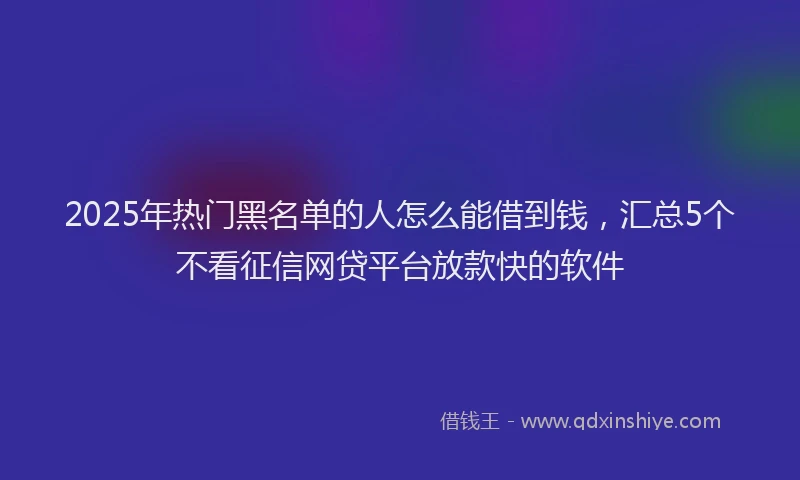 2025年热门黑名单的人怎么能借到钱，汇总5个不看征信网贷平台放款快的软件