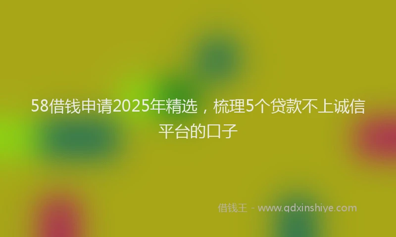 58借钱申请2025年精选，梳理5个贷款不上诚信平台的口子