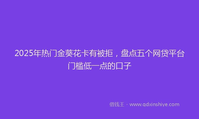 2025年热门金葵花卡有被拒，盘点五个网贷平台门槛低一点的口子