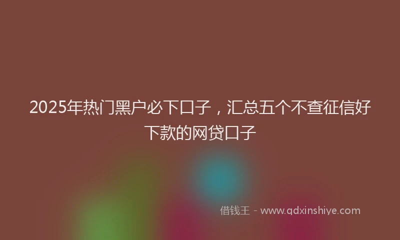 2025年热门黑户必下口子,汇总五个不查征信好下款的网贷口子