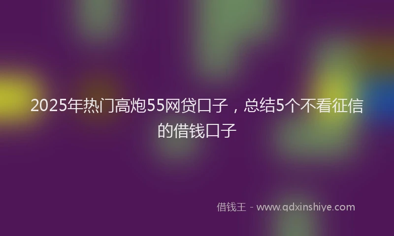 2025年热门高炮55网贷口子,总结5个不看征信的借钱口子