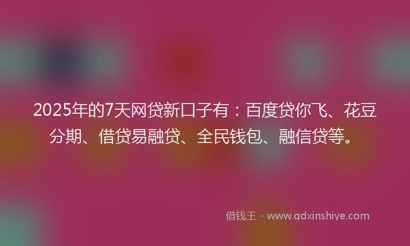 2025年的7天网贷新口子有：百度贷你飞、花豆分期、借贷易融贷、全民钱包、融信贷等。