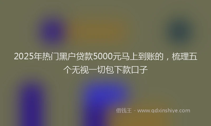 2025年热门黑户贷款5000元马上到账的，梳理五个无视一切包下款口子