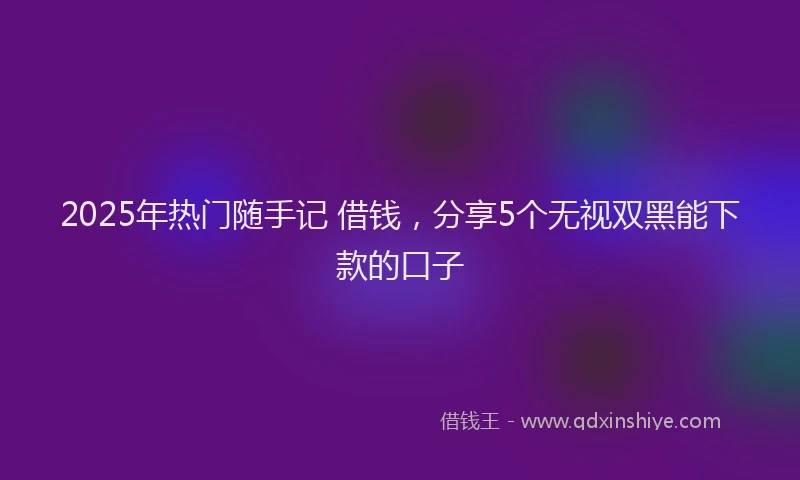 2025年热门随手记 借钱，分享5个无视双黑能下款的口子