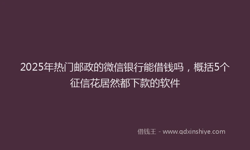 2025年热门邮政的微信银行能借钱吗，概括5个征信花居然都下款的软件