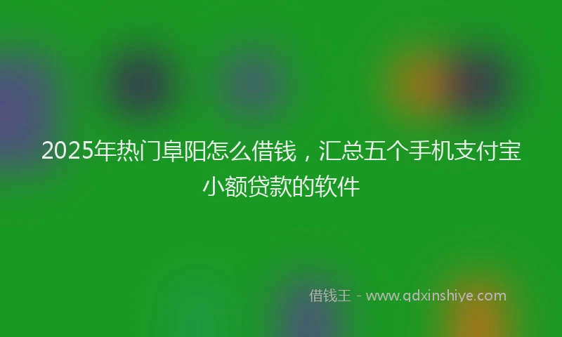 2025年热门阜阳怎么借钱，汇总五个手机支付宝小额贷款的软件