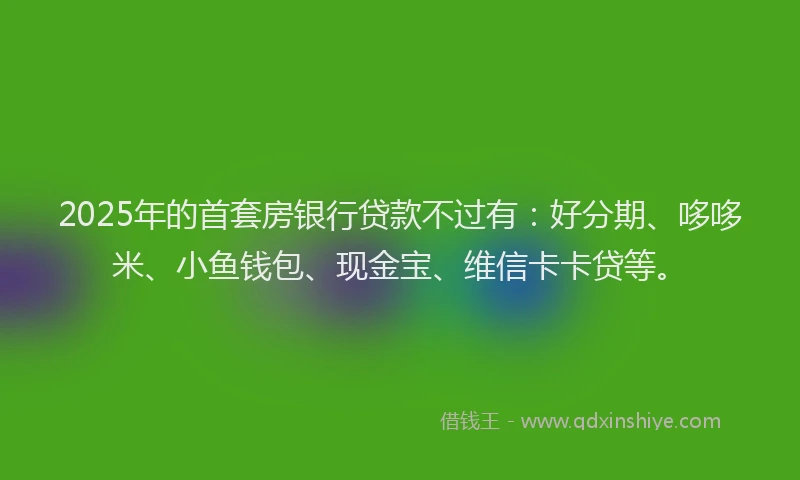 2025年的首套房银行贷款不过有：好分期、哆哆米、小鱼钱包、现金宝、维信卡卡贷等。
