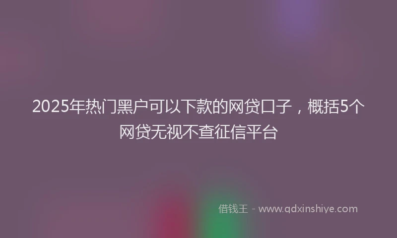 2025年热门黑户可以下款的网贷口子，概括5个网贷无视不查征信平台