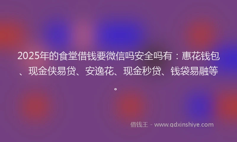 2025年的食堂借钱要微信吗安全吗有：惠花钱包、现金侠易贷、安逸花、现金秒贷、钱袋易融等。