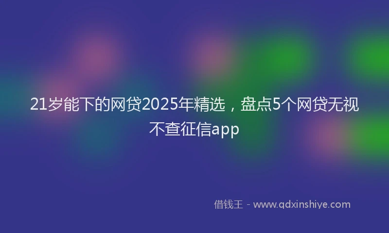 21岁能下的网贷2025年精选，盘点5个网贷无视不查征信app