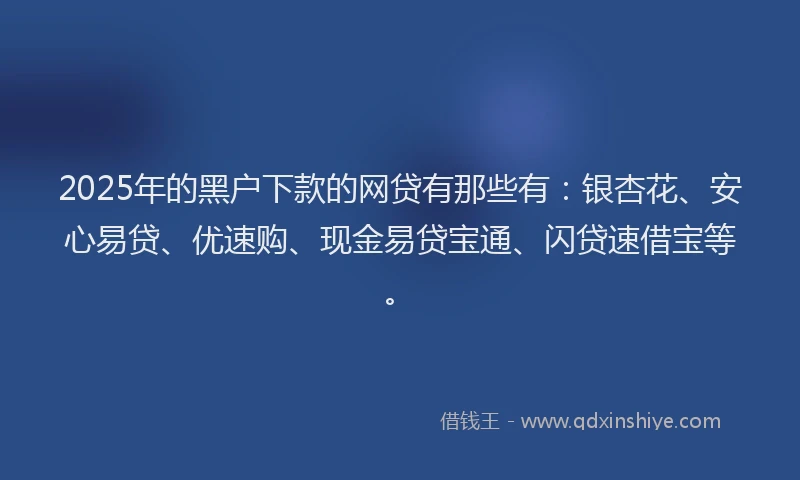 2025年的黑户下款的网贷有那些有：银杏花、安心易贷、优速购、现金易贷宝通、闪贷速借宝等。