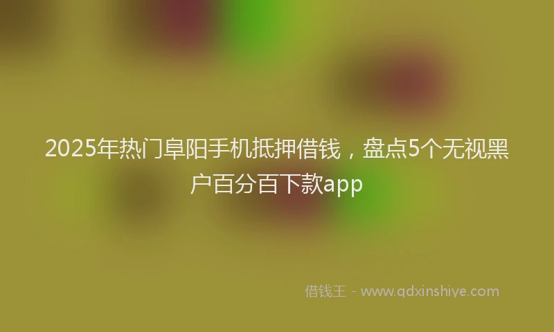 2025年热门阜阳手机抵押借钱，盘点5个无视黑户百分百下款app