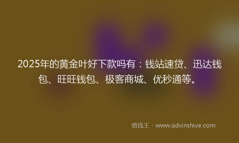 2025年的黄金叶好下款吗有：钱站速贷、迅达钱包、旺旺钱包、极客商城、优秒通等。