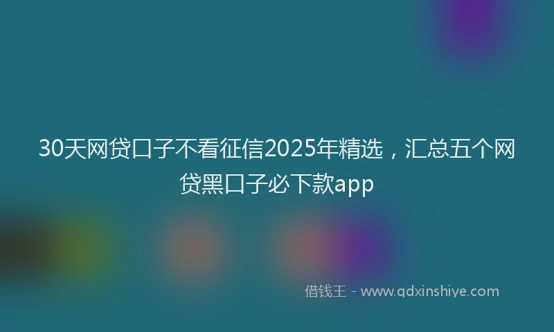 30天网贷口子不看征信2025年精选，汇总五个网贷黑口子必下款app