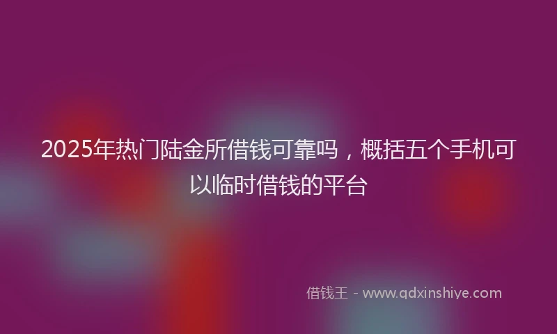 2025年热门陆金所借钱可靠吗，概括五个手机可以临时借钱的平台