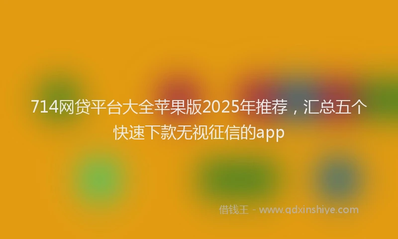 714网贷平台大全苹果版2025年推荐，汇总五个快速下款无视征信的app