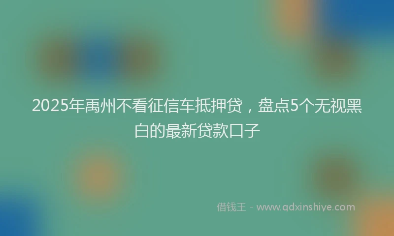 2025年禹州不看征信车抵押贷，盘点5个无视黑白的最新贷款口子