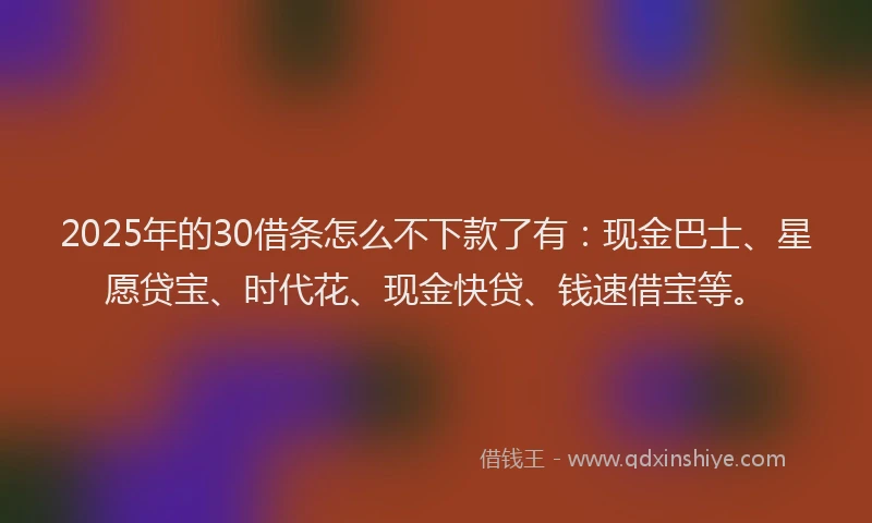 2025年的30借条怎么不下款了有：现金巴士、星愿贷宝、时代花、现金快贷、钱速借宝等。