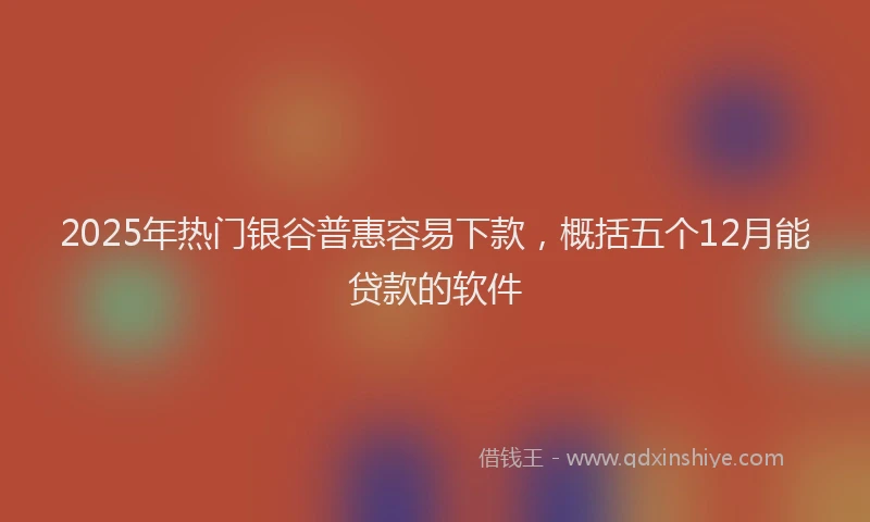 2025年热门银谷普惠容易下款，概括五个12月能贷款的软件