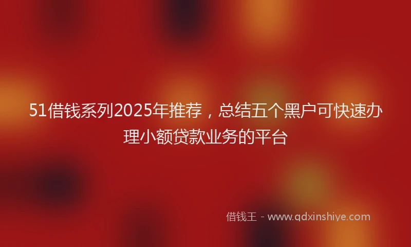 51借钱系列2025年推荐，总结五个黑户可快速办理小额贷款业务的平台