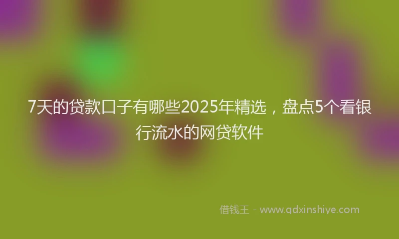 7天的贷款口子有哪些2025年精选，盘点5个看银行流水的网贷软件