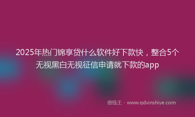 2025年热门锦享贷什么软件好下款快，整合5个无视黑白无视征信申请就下款的app