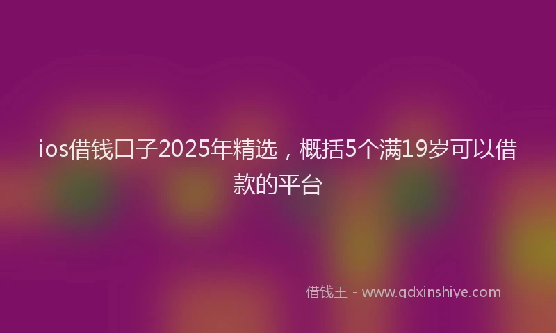 ios借钱口子2025年精选，概括5个满19岁可以借款的平台