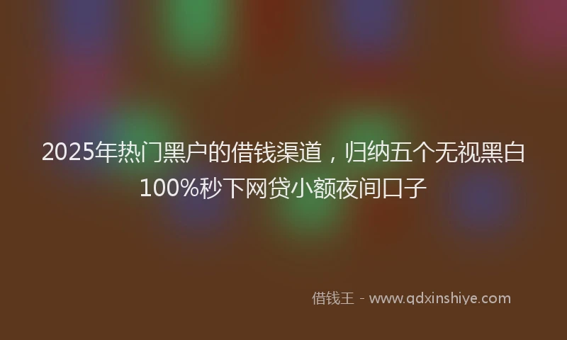 2025年热门黑户的借钱渠道，归纳五个无视黑白100%秒下网贷小额夜间口子