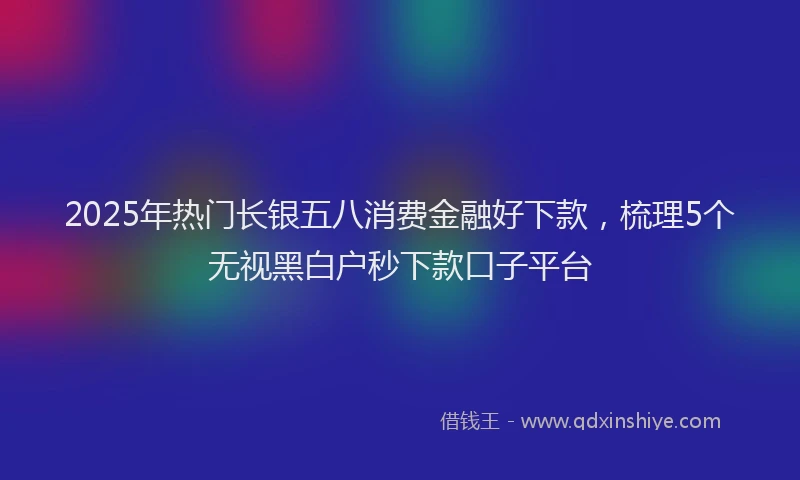 2025年热门长银五八消费金融好下款，梳理5个无视黑白户秒下款口子平台