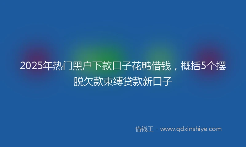 2025年热门黑户下款口子花鸭借钱，概括5个摆脱欠款束缚贷款新口子